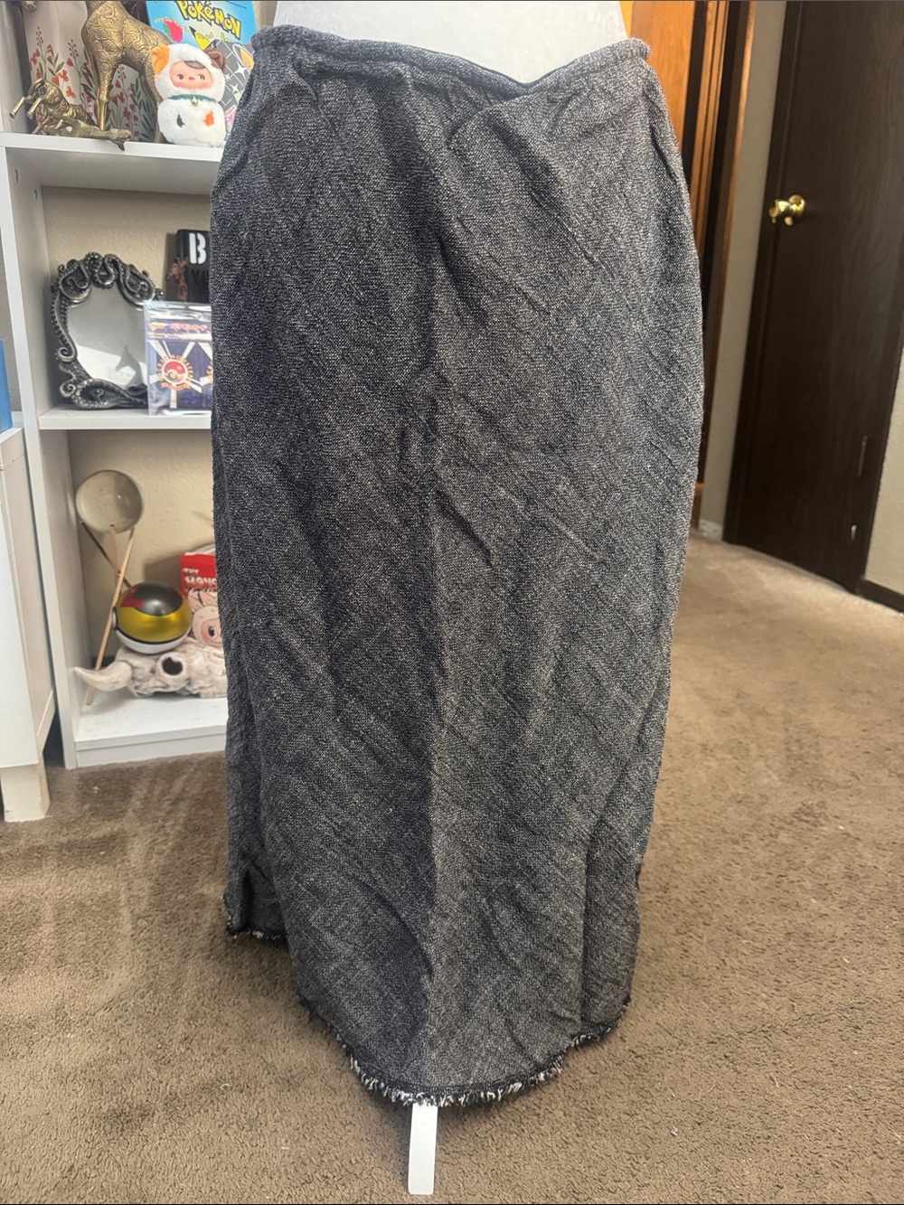 Eileen Fisher Charcoal Textured Maxi Skirt Size S